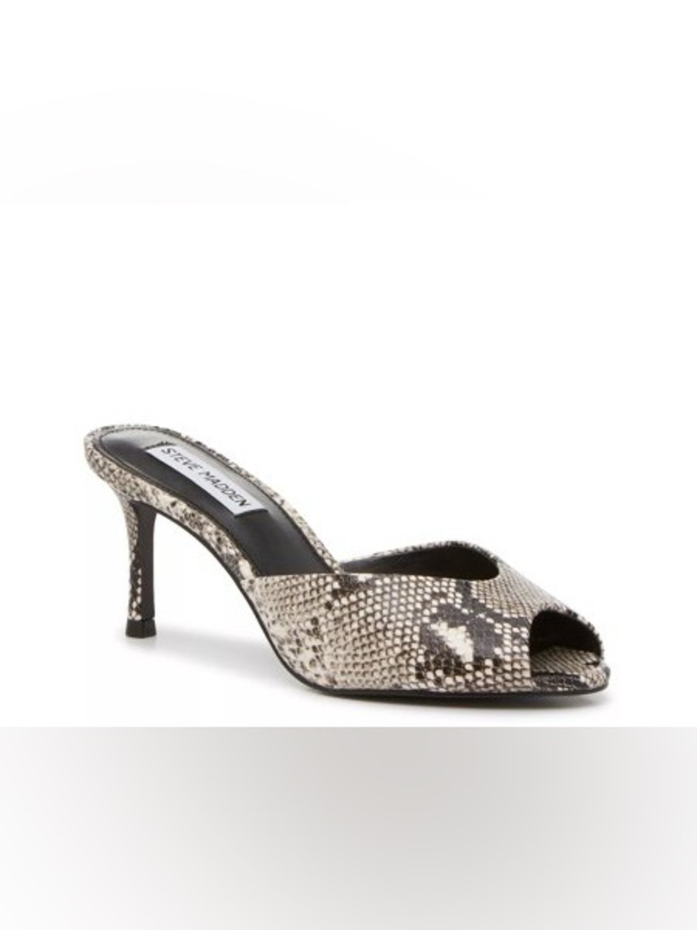 Steve Madden Black & White Snake-Print Slip-On Mules